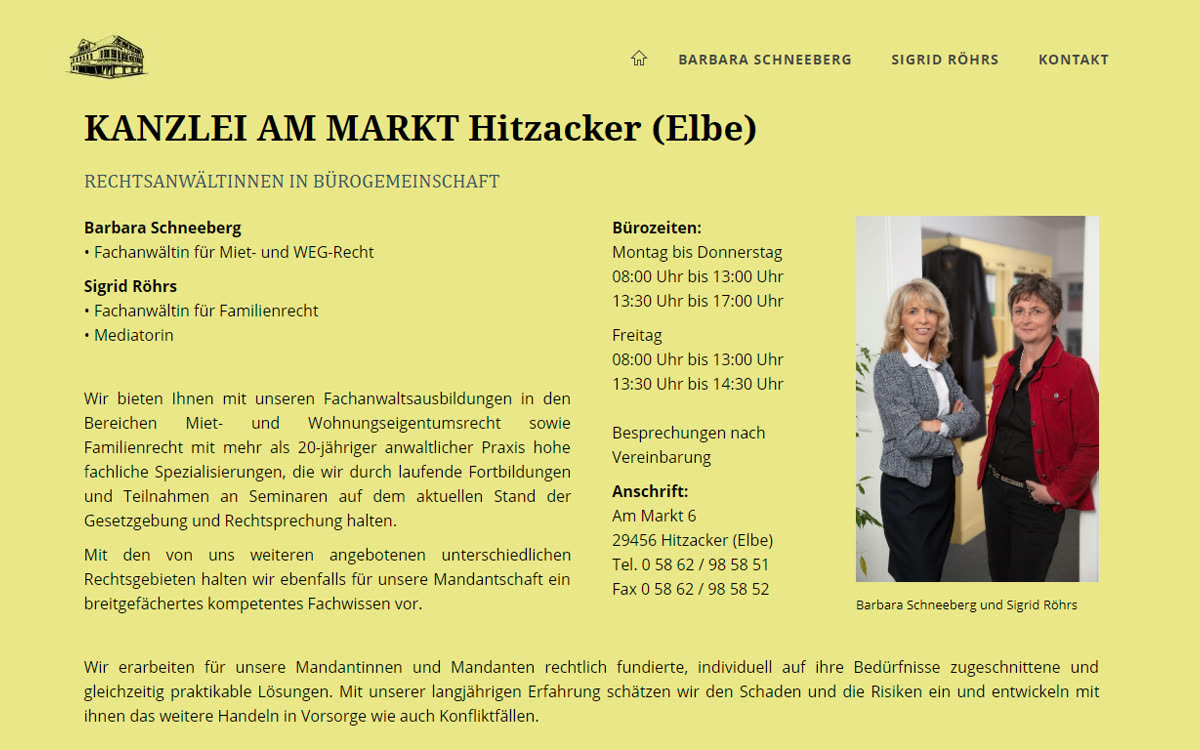 Website-Referenz: Kanzlei am Markt Hitzacker